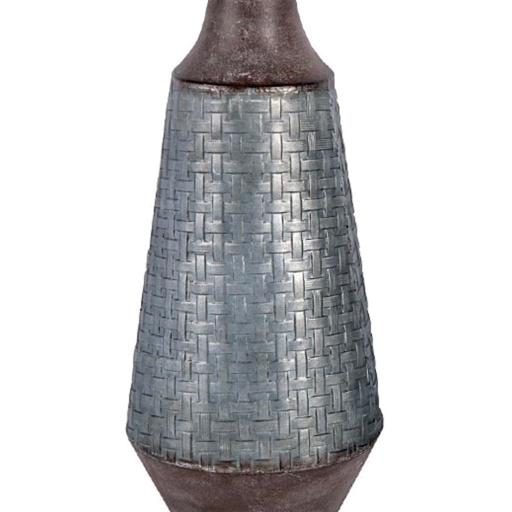Forside Large Rustic Woven Basketweave Metal Vase New